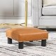 preview thumbnail 19 of 130, The Curated Nomad Performance Fabric Stardust Square Upholstered Footstool Ottoman Caramel Tan Brown - Faux Leather