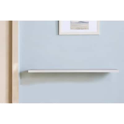 HomeRoots 75" White Wooden Wall Mounted Floating Shelf
