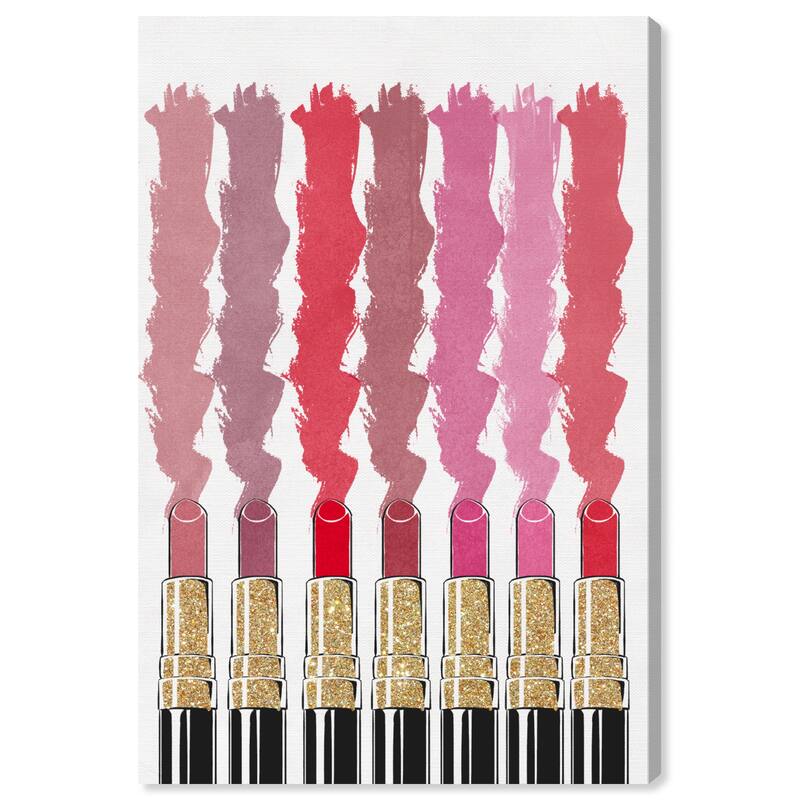 Wynwood Studio Canvas Fashion and Glam Lipstick Galore Gold and Metallic Gold Glam Wall Art Canvas Print