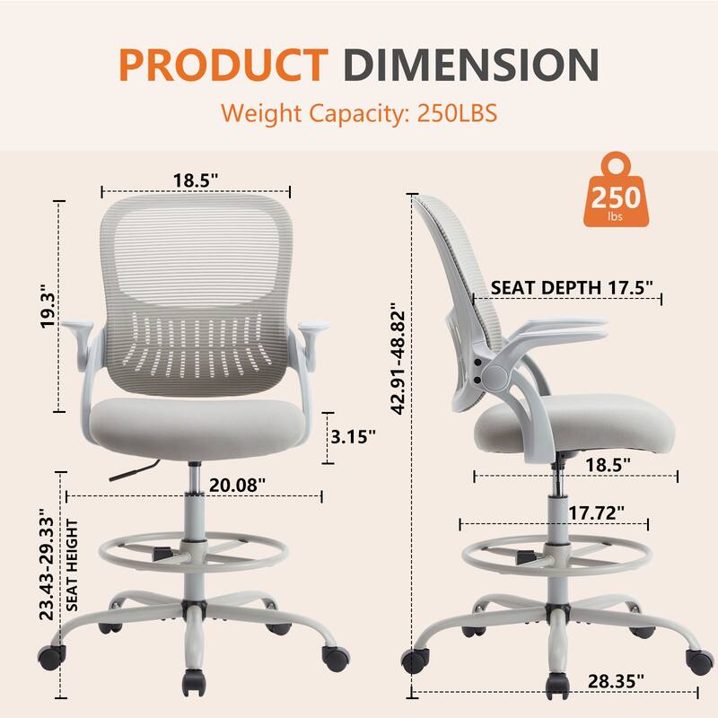 Ergonomic Office Chair, High Back Desk Chair with Headrest, Home Office Swivel Mesh Computer Chair Office Chairs