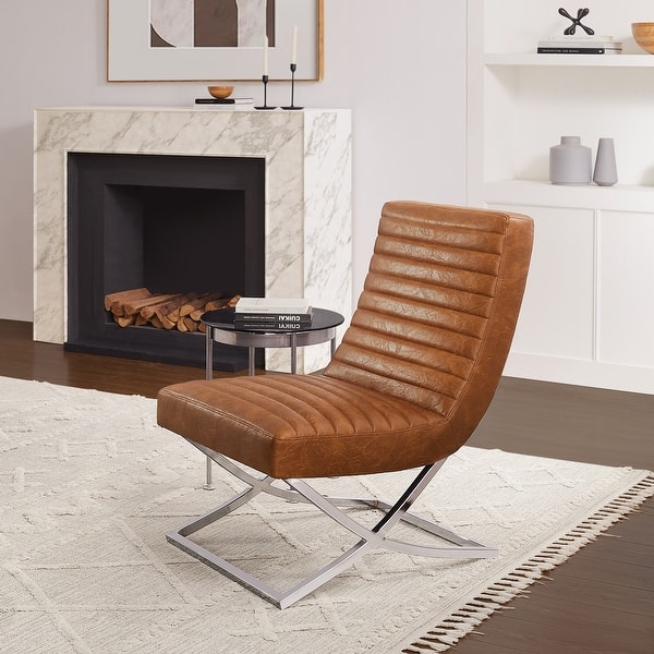 slide 2 of 38, Art Leon Retro Armless PU Leather Chair