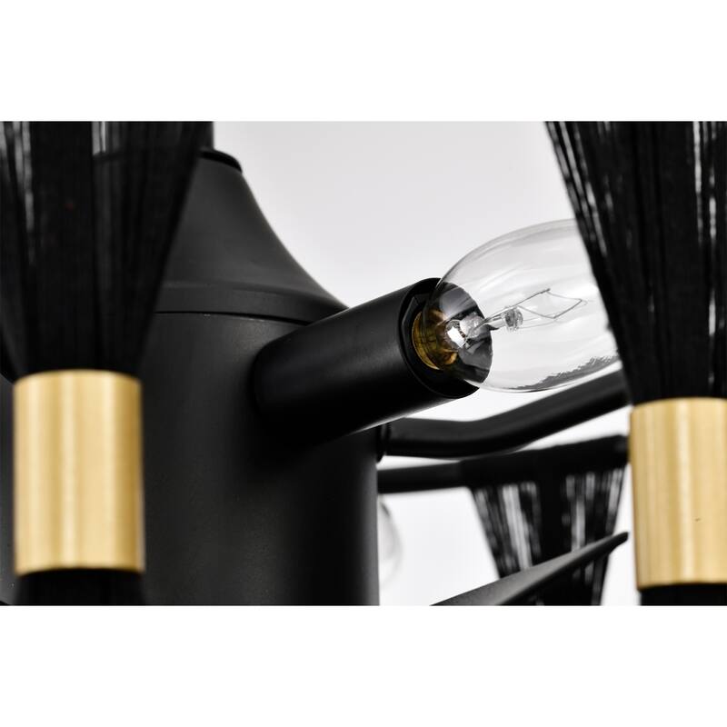 Matte Black and Gold 16 Inch Modern Fandelier