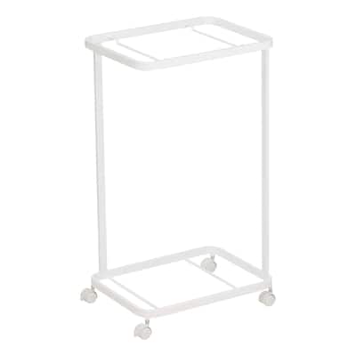 Yamazaki Home Rolling Laundry Cart, Steel & Wood, Short, Holds 26.4 lbs, Wheels - L 11.42 x W 15.75 x H 27.36 inches