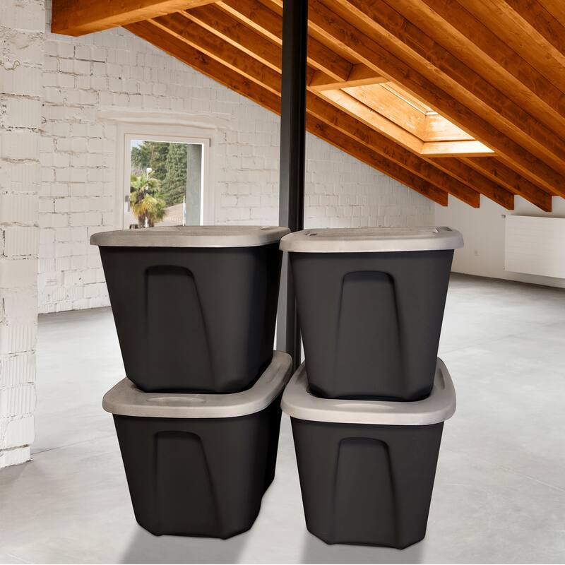 Homz 6610BKTS.10 10 Gallon Durable Molded Plastic Storage Bin with Secure Lid - 1.34
