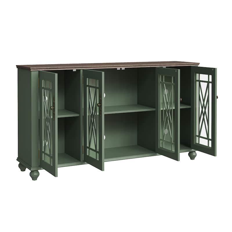 63" Vintage Style Wood Kitchen Accent Buffet Sideboard Cabinet - 63" in Width