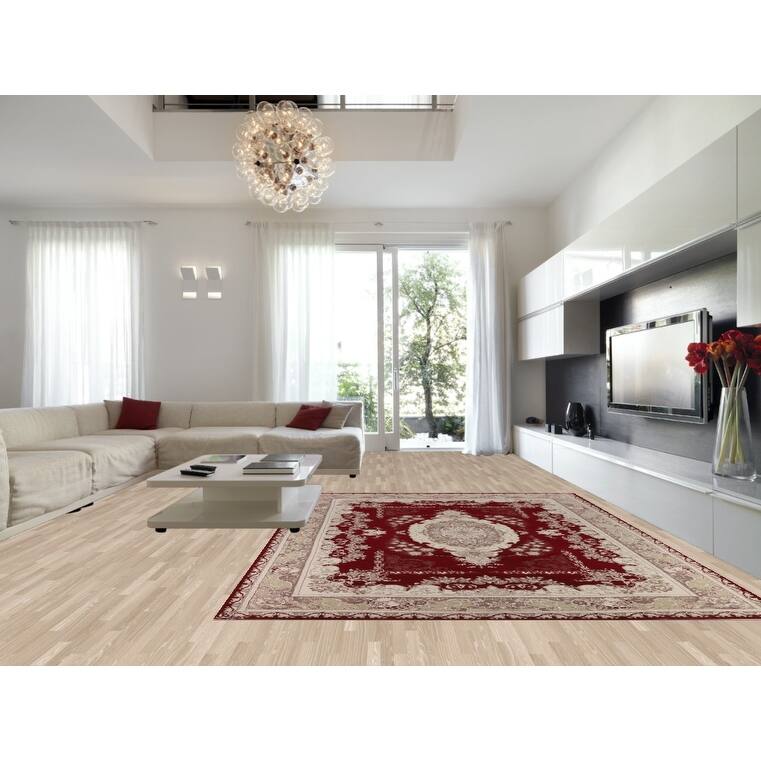 Victorian Style Tabriz Turkish Area Rug Medallion Machine Made Carpet - 9'9" x 13'5"