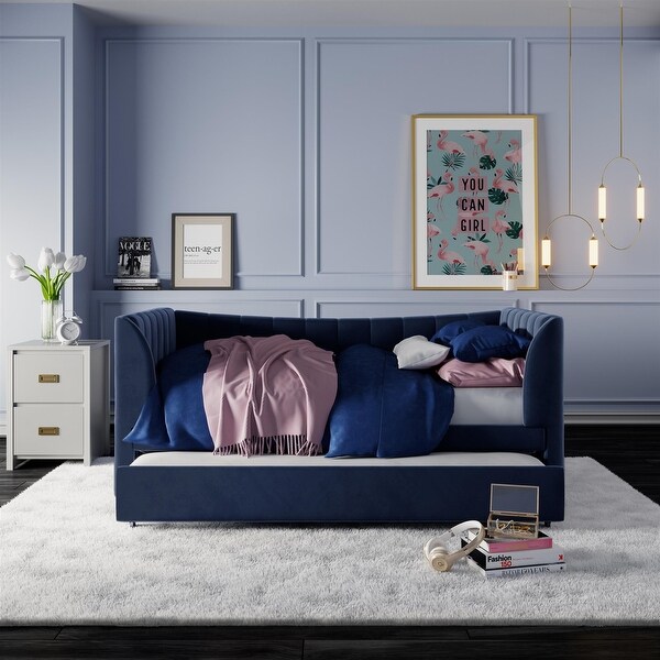 Little Seeds Valentina Upholstered Twin Daybed with Trundle Pink