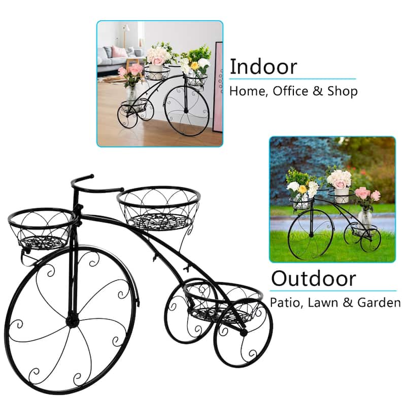 Bicycle Plant Stand Flower Pot Cart Holder For Home Garden Patio
