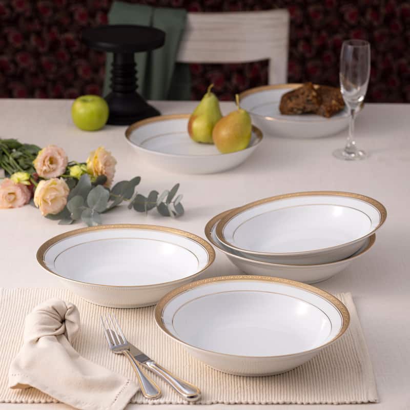 Crestwood Gold Set of 4 Rim Dinner Bowls, 10", 25 oz.