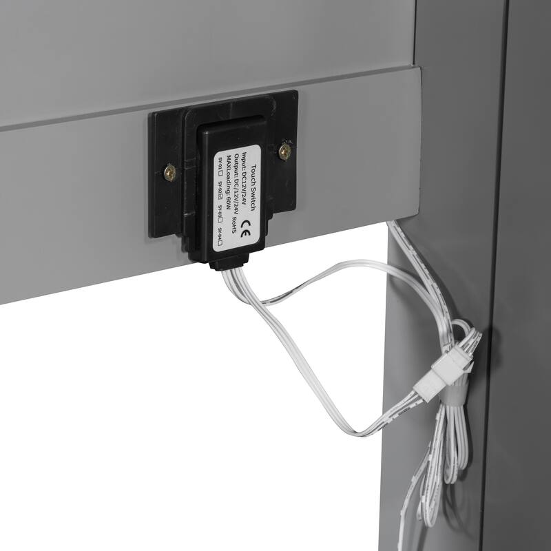 Modern Queen Size Murphy Wall Bed with LED Lights, Space-Saving Design, Gray