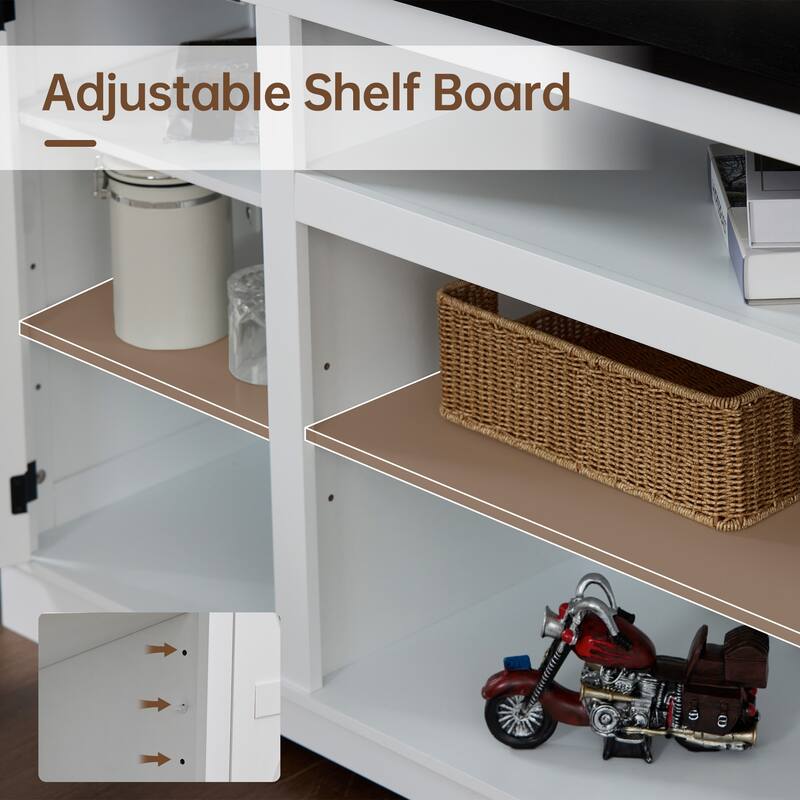 Ukuowu 66" Rustic Farmhouse TV Stand for 75 65 inch TV with Storage Cabinets for Living Room Bedroom