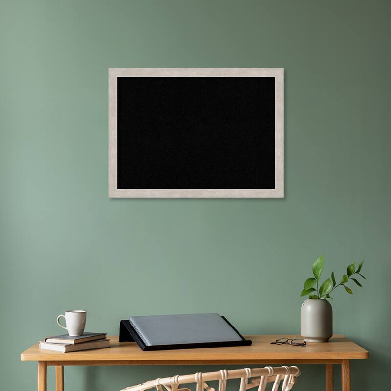 Marred Wood Framed Black Corkboard Bulletin Board