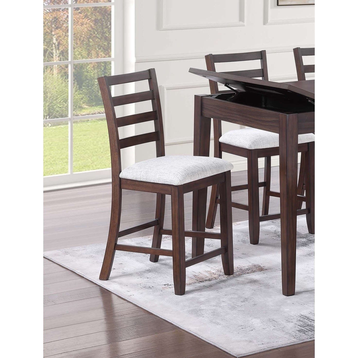 Counter Height Dining Chairs Upholstered Seat Walnut Finish