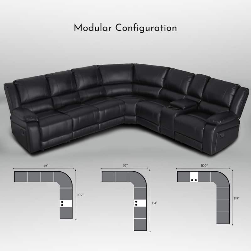 119''W Faux Leather 6-Seat Large Manual Reclining Sectional Sofa