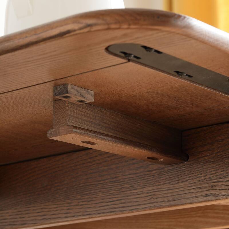 Oak Rounded Corner Extending Dining Table