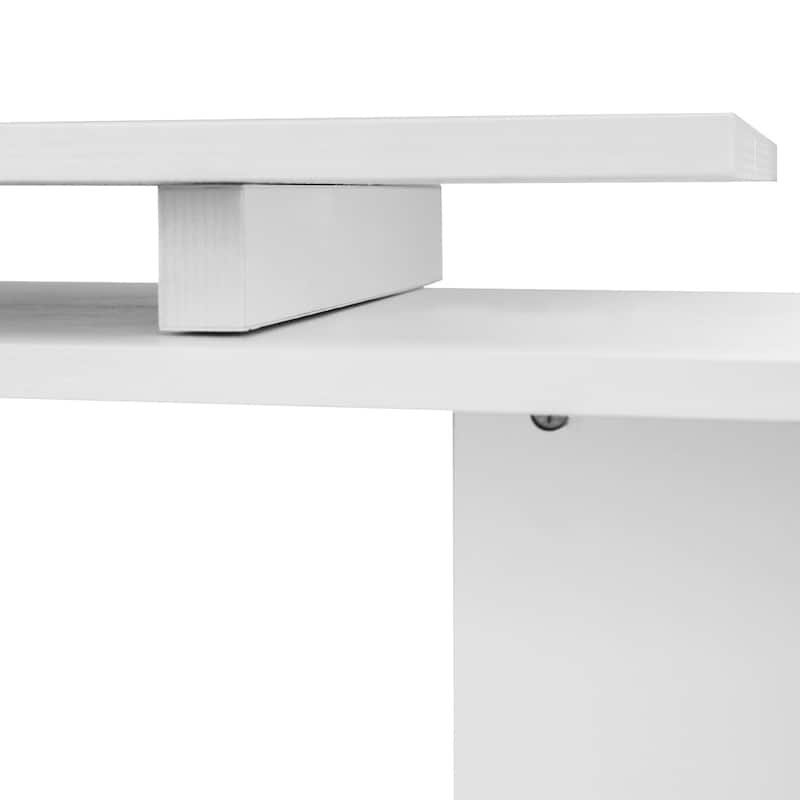 HOMCOM 55" Rotating Corner Computer Desk: L-Shaped Workstation, Storage Shelves