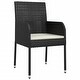 preview thumbnail 31 of 91, vidaXL 3 Piece Patio Dining Set with Cushions Black Poly Rattan - 18.9" x 21.7" x 34.6"