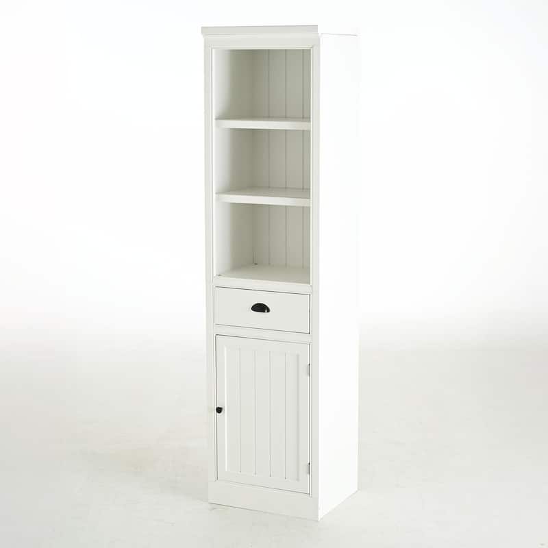 75" Tall Retro Display Shelf with Cabinet - White, Space-Saving