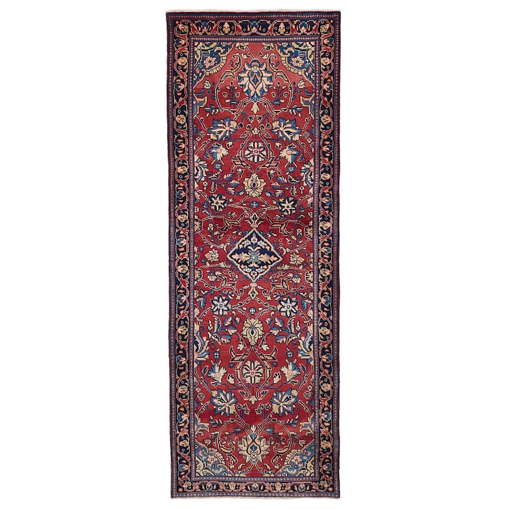 ECARPETGALLERY Hand-knotted Andelz Red Wool Rug - 3'5 x 10'1