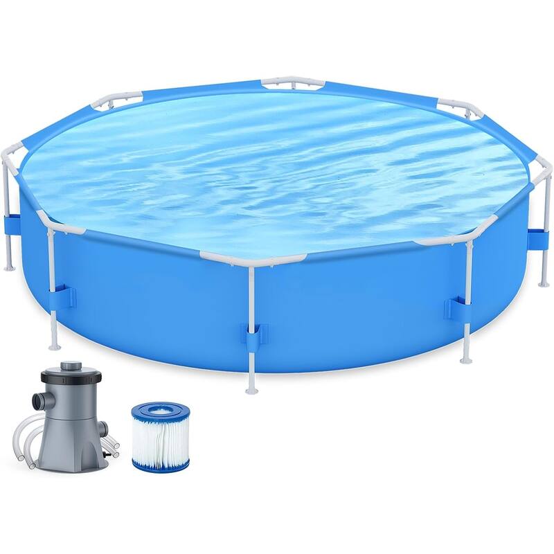 Above Ground Swimming Pool Rectangular Frame Pool Outdoor Backyard - 10FT