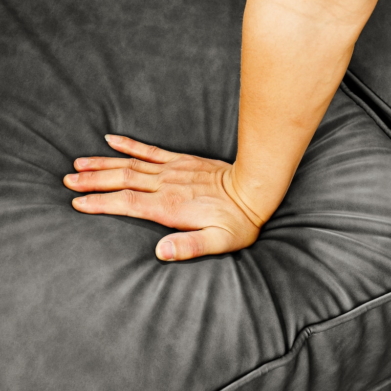 Roomfitters Chesterfield Tufted Linen Upholstered 3-Seater Sofa with Scrolled Arms and Nailhead Trim