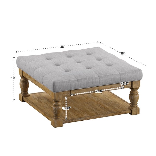 Lennon Pine Planked Ottoman Coffee Table by iNSPIRE Q Artisan