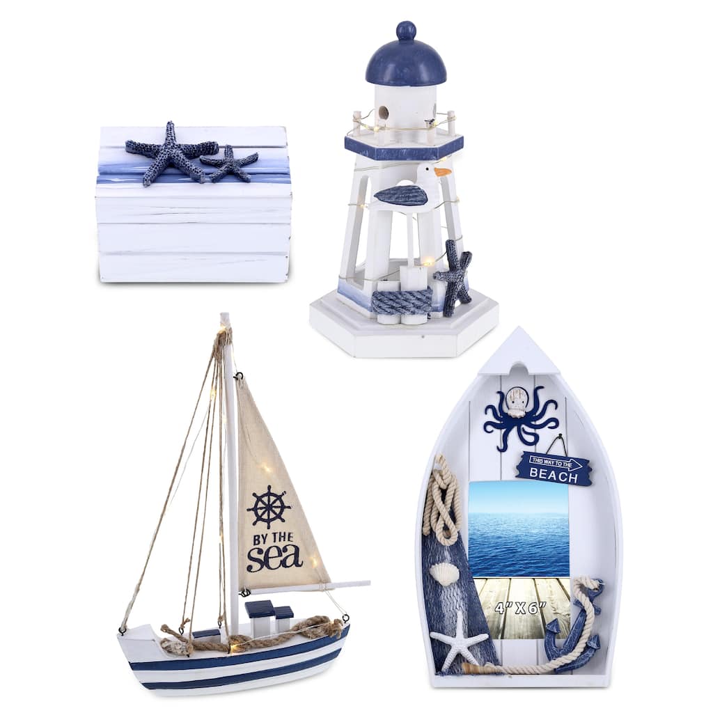 CoTa Global Ocean Blue Nautical Collection - Handmade - 4 pcs Set - 8.5″Lx2.5″Wx13″H