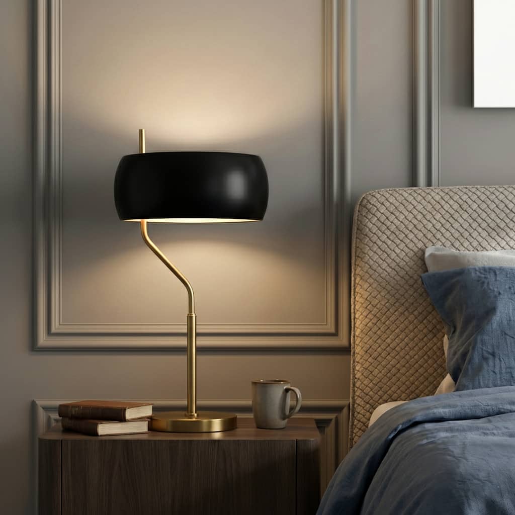 Demmex Black and Gold Table Lamp with Ceramic Fixture