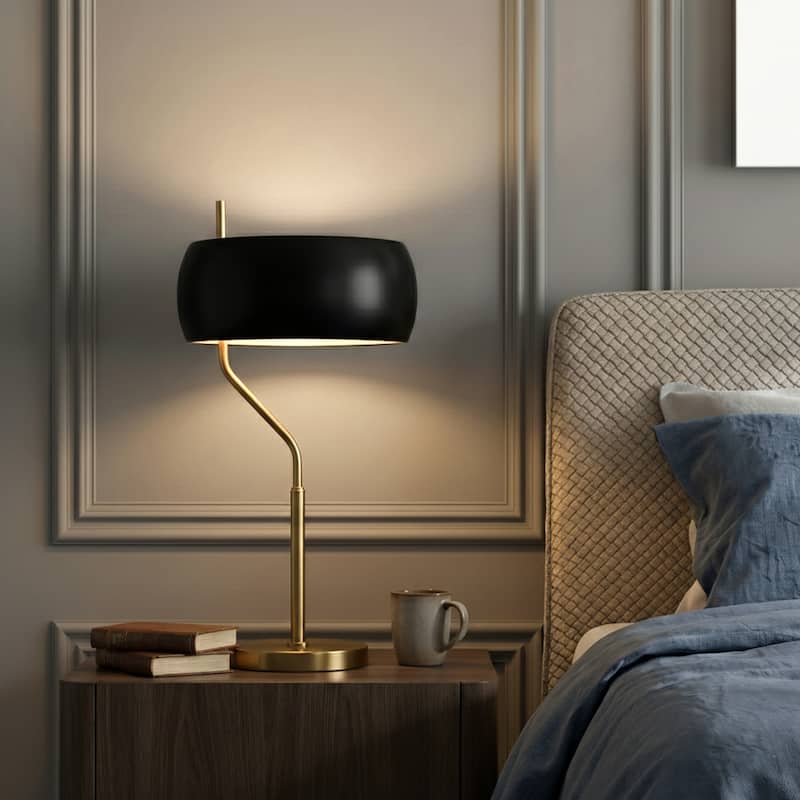 Demmex Black and Gold Table Lamp with Ceramic Fixture