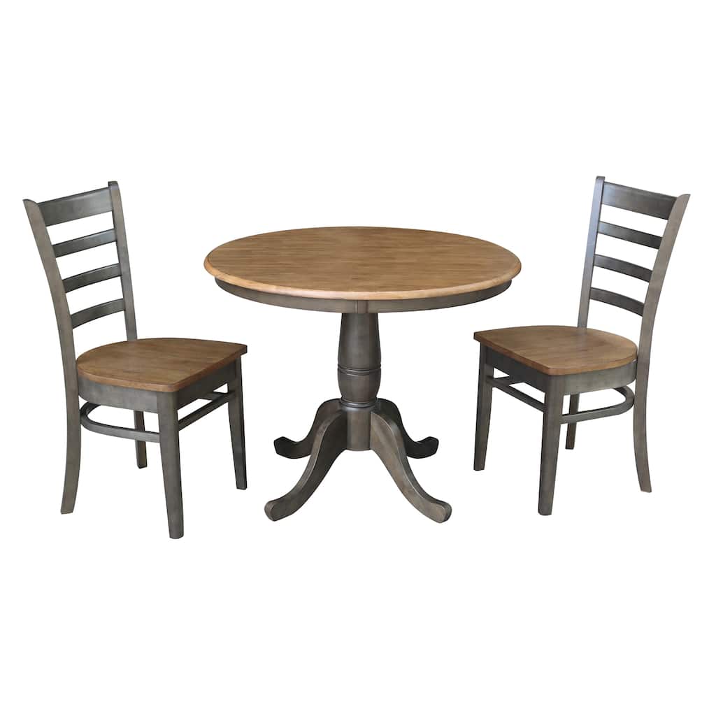 36" Round Top Pedestal Table With 2 Emily Chairs - 3 Piece Set