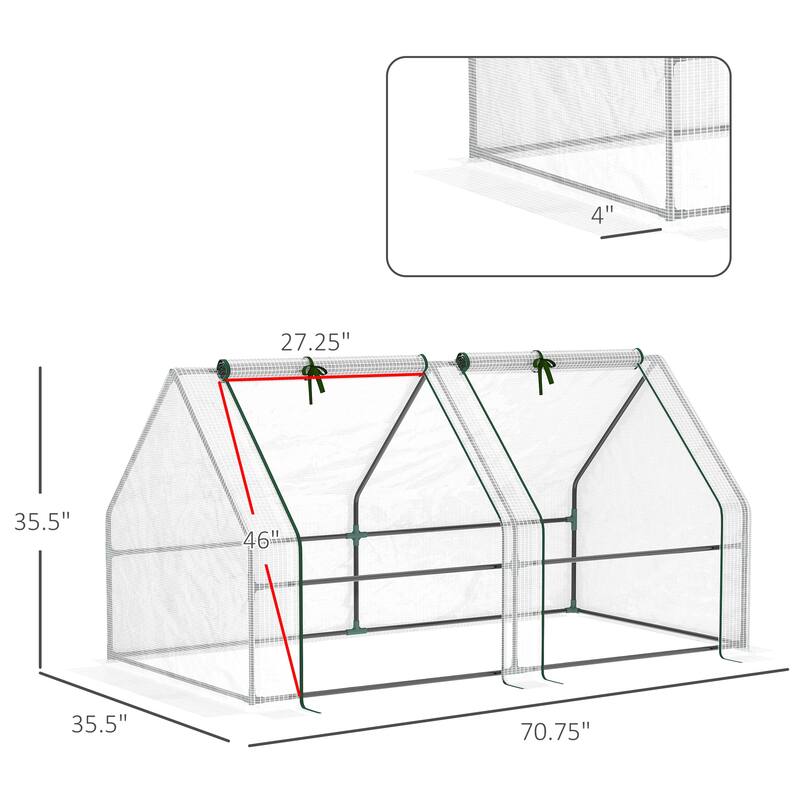 6' x 3' x 3' Portable Mini Greenhouse Outdoor Garden with Large Zipper Doors and Water/UV PE Cover