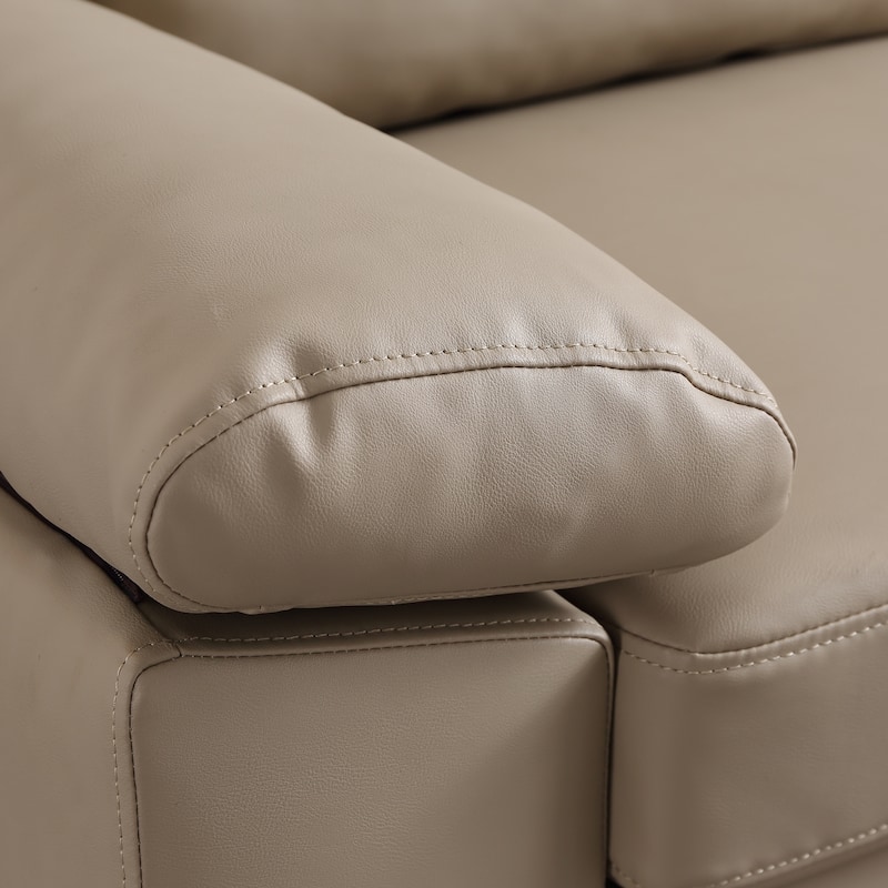OVIOS Reversible Chaise Sofa With Fluffy Cushions Metal Legs