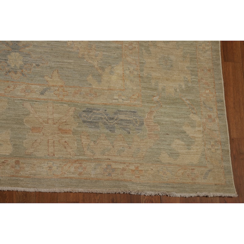Vegetable Dye Oushak Turkish Rug Transitional Handmade Wool Carpet - 8'5"x 9'11"