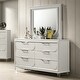 preview thumbnail 1 of 6, Furniture of America Drima Modern 2-Piece Pearl White Solid Wood 6-Drawer Dresser and Mirror Set Pearl White