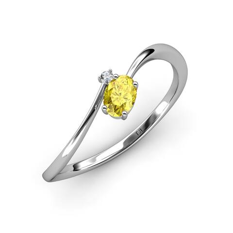 TriJewels Yellow Sapphire Diamond 1/2 ctw Bypass Promise Ring 14K Gold