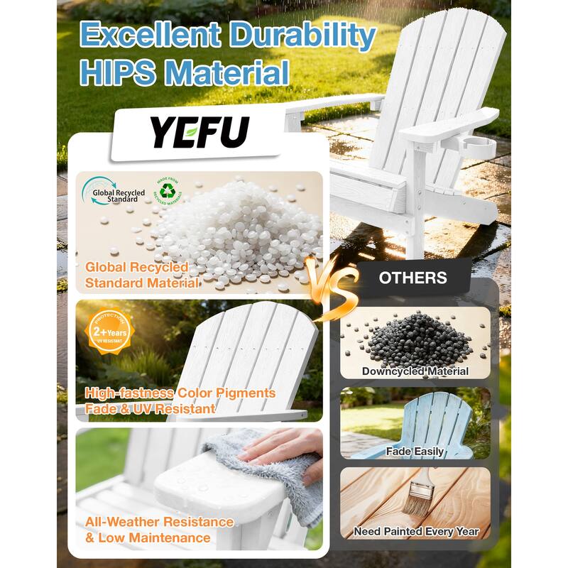 WINSOON All Weather HIPS Outdoor Plastic Adirondack Chair