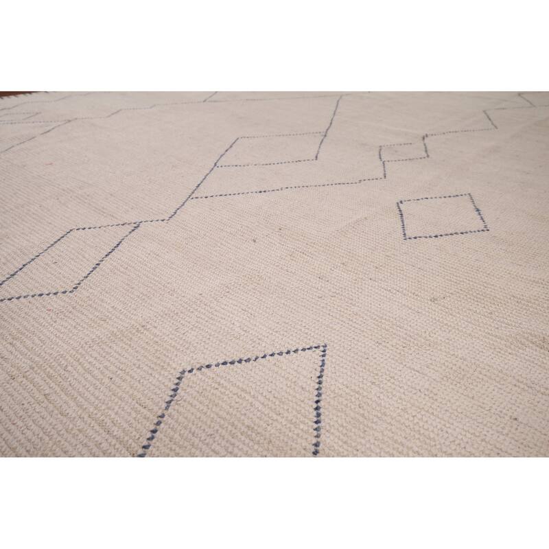 Earth Tone Moroccan Area Rug Handmade Beihe Wool Carpet - 8'9" x 12'9"