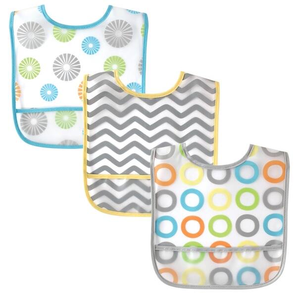 slide 1 of 1, Luvable Friends Baby Waterproof PEVA Bibs 3pk, Yellow Circle, One Size - Yellow Circle - One Size One Size - Yellow Circle