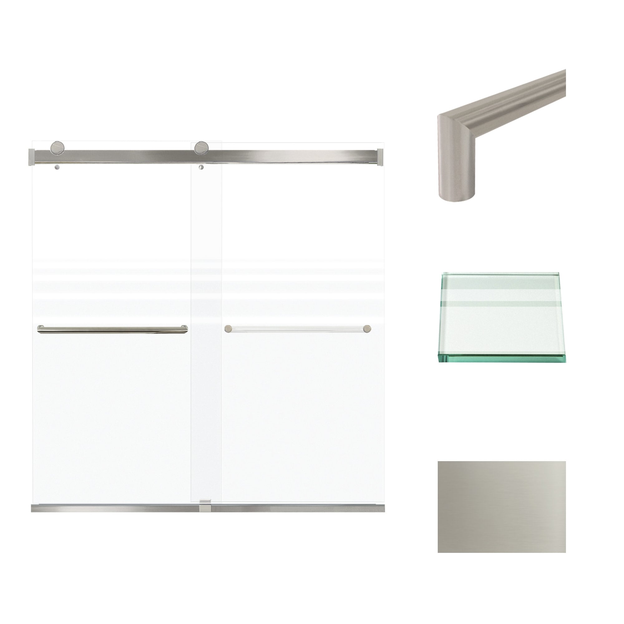 Transolid BRP606208F-T 62" High x 60" Wide Bypass Frameless Shower