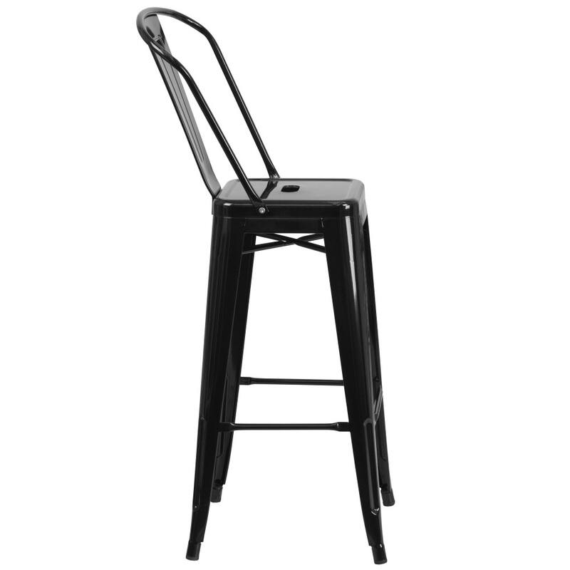 30'' High Metal Indoor-Outdoor Barstool with Back