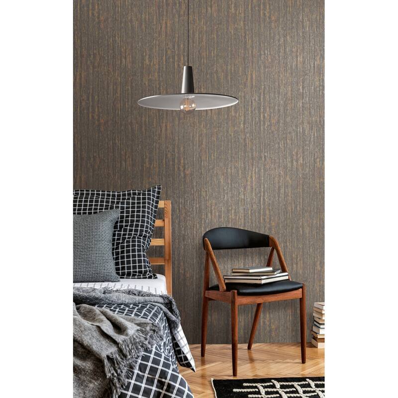Galerie Wallcoverings Woods and Wicker Collection Tree Bark Effect Metallic Finish Vinyl on Non-woven Wallpaper Roll