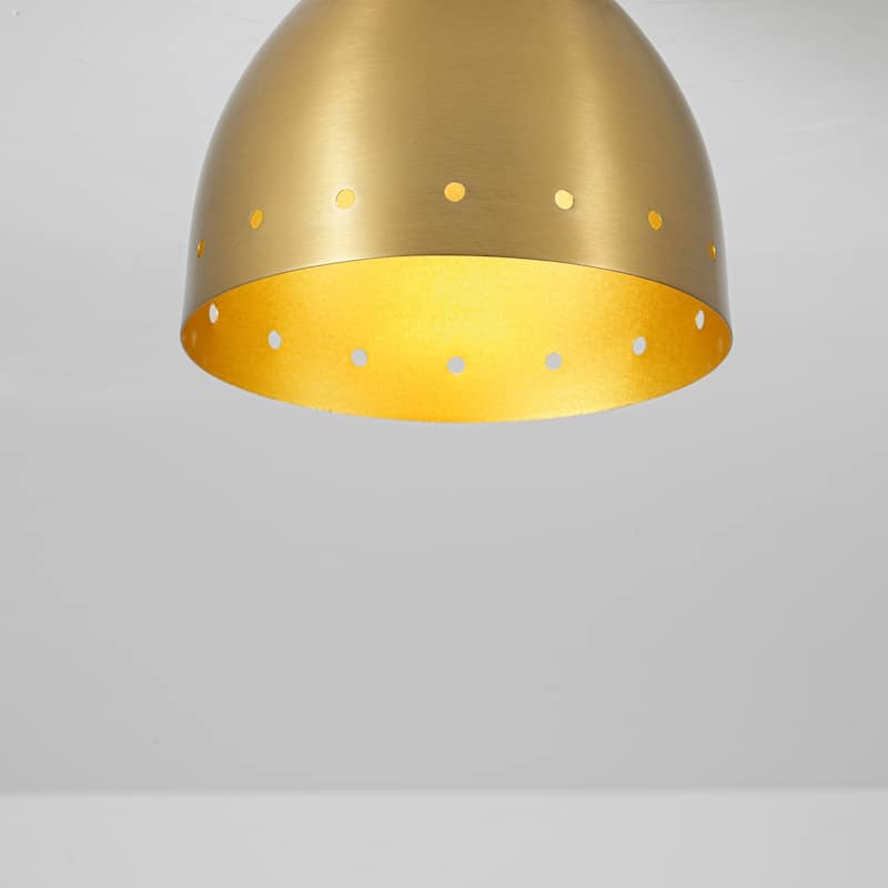 6.9" W 1-Light Retro Handcrafted Brass Finish Gold Interior Dome Design Flush Mount Ceiling Light for Bedroom, Kitchen