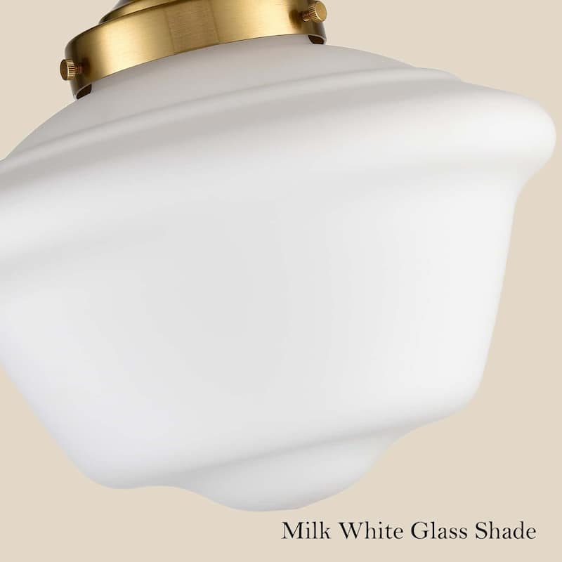 Kavala Schoolhouse Ceiling Light Fixture with Milk Glass Shade