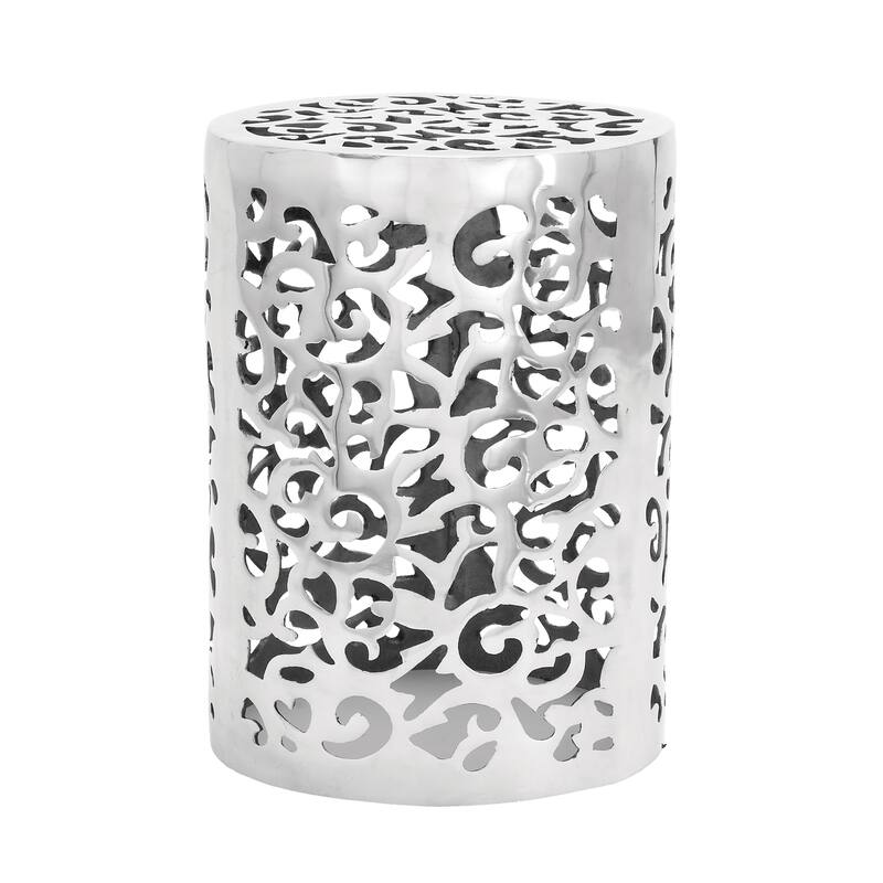Aluminum Metal Scroll Accent Table - Silver - Roche River Decor - 13"W x 13"L x 18"H