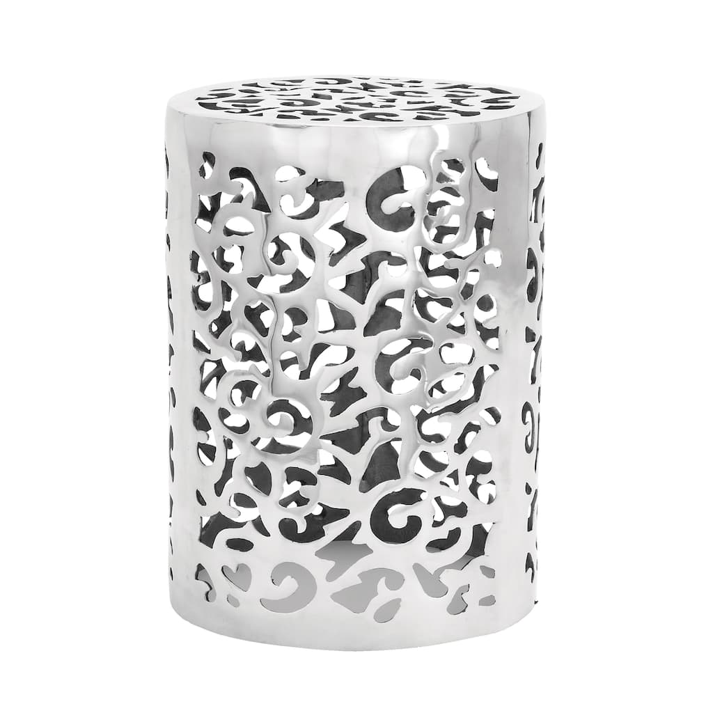 Aluminum Metal Scroll Accent Table - Silver - Roche River Decor - 13"W x 13"L x 18"H