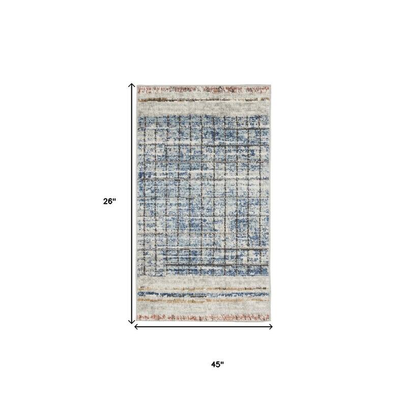 HomeRoots Abstract Contemporary Rectangle Area Rug - 2' X 4'