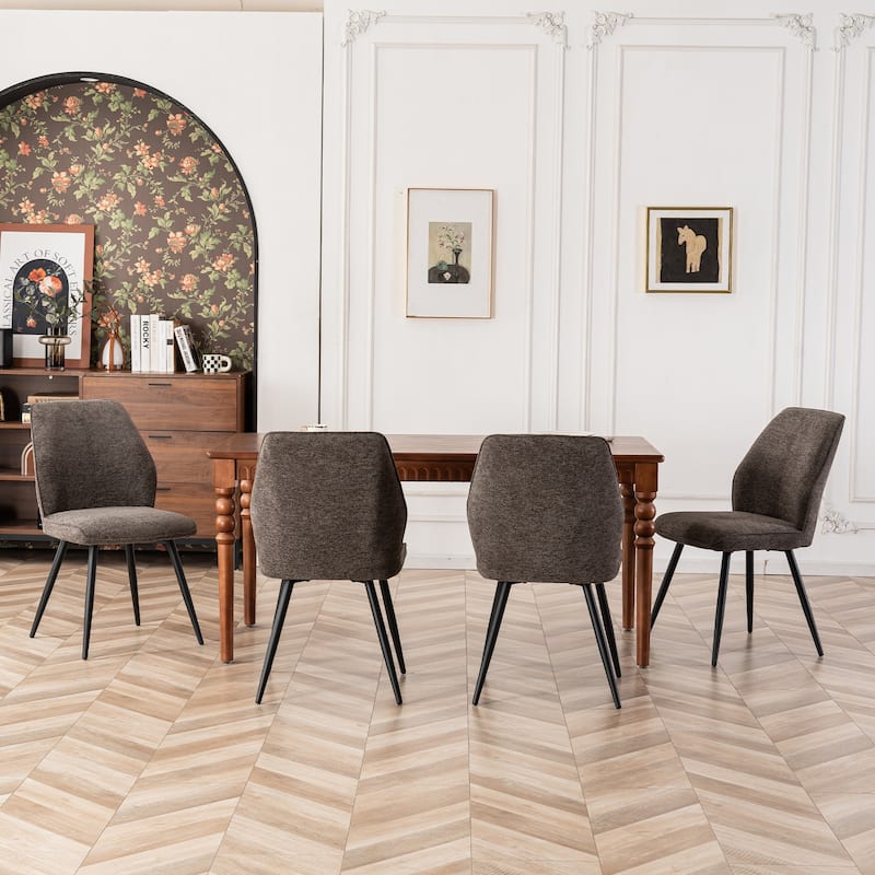 Mid Century Modern Armless Fabric Dining Room Chairs Set of 2