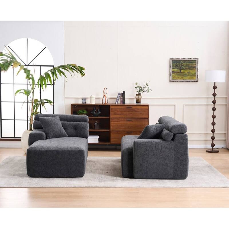 Convertible Chaise Sectional Sofa, Full Compression Sponge L-Shape