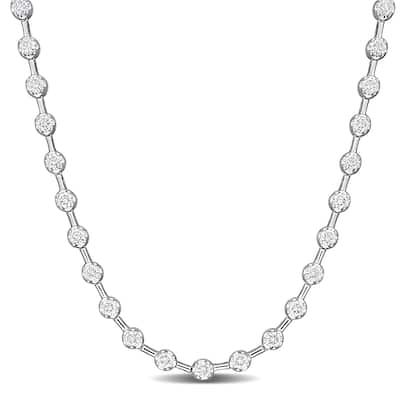 Miadora 4ct TDW Diamond Tennis Necklace in 14k White Gold - 16.5 in