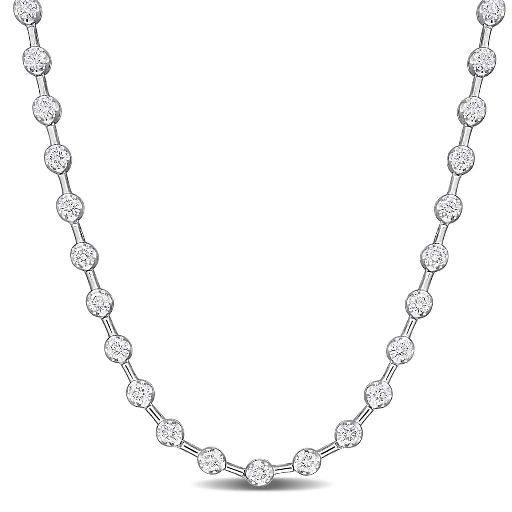 Miadora 4ct TDW Diamond Tennis Necklace in 14k White Gold - 16.5 in